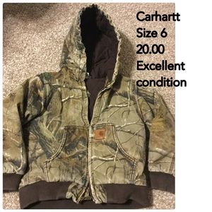 Boys carhartt camo jackets.